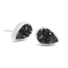 Adorn Petite Black Druzy Silver Stud Earrings