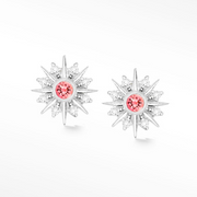 Mini Uchin Demi Red Sapphire & Moissanite Silver Stud Earrings