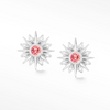 Mini Uchin Demi Red Sapphire & Moissanite Silver Stud Earrings