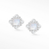 Square Moonstone & Moissanite Silver Friction Studs