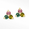 Trinity Multi Tourmaline Gold 14k Stud Earrings