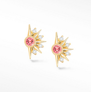 Demi Urchin Pink Tourmaline Gold 14k Stud Earrings