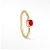 Round Bezel in Red Sapphire Gold 14K Seam Ring 18G